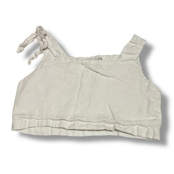 Zara White Linen Crop Top Sz S - Picture 6 of 8